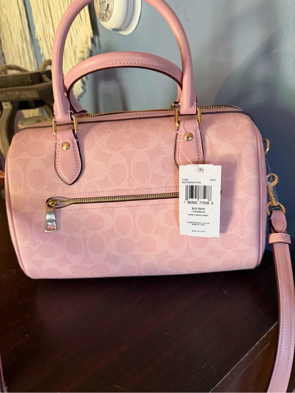 Coach Pink Signature Satchel and Matching Wristlet Set